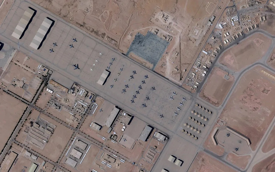 A satellite image shows planes at Prince Sultan Air Base in Saudi Arabia February 21, 2026.
