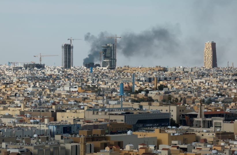 Smoke rises above Riyadh, Saudi Arabia, March 5, 2026