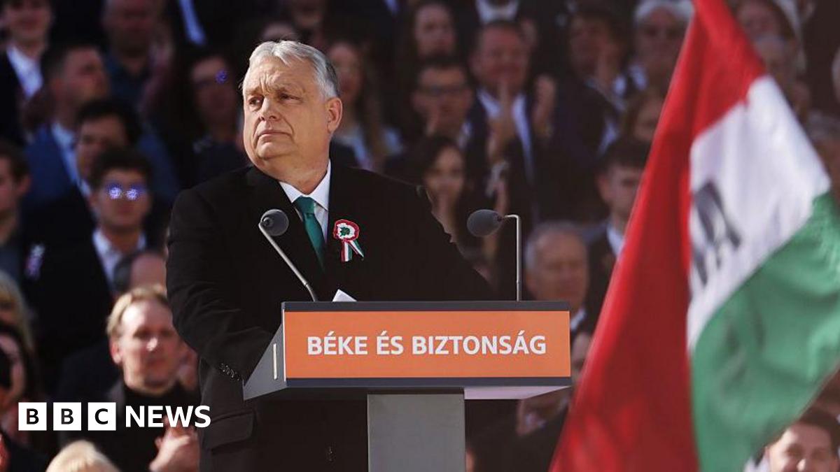 A man in a dark suit stands at a lectern in front of a crowd and beside a flag