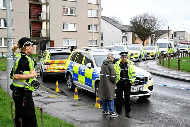 Police at the scene in Calder, Edinburgh