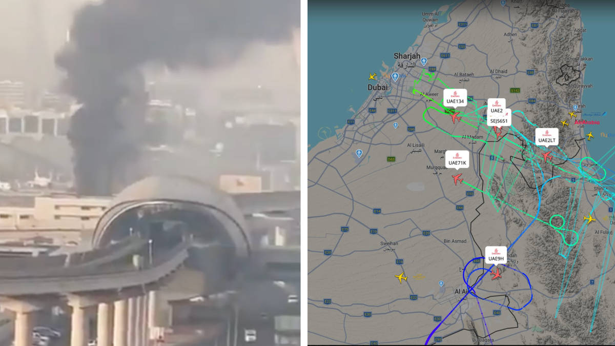 Dubai International Airport targeted in drone attack leaving four people injured - as major airline cancels all flights