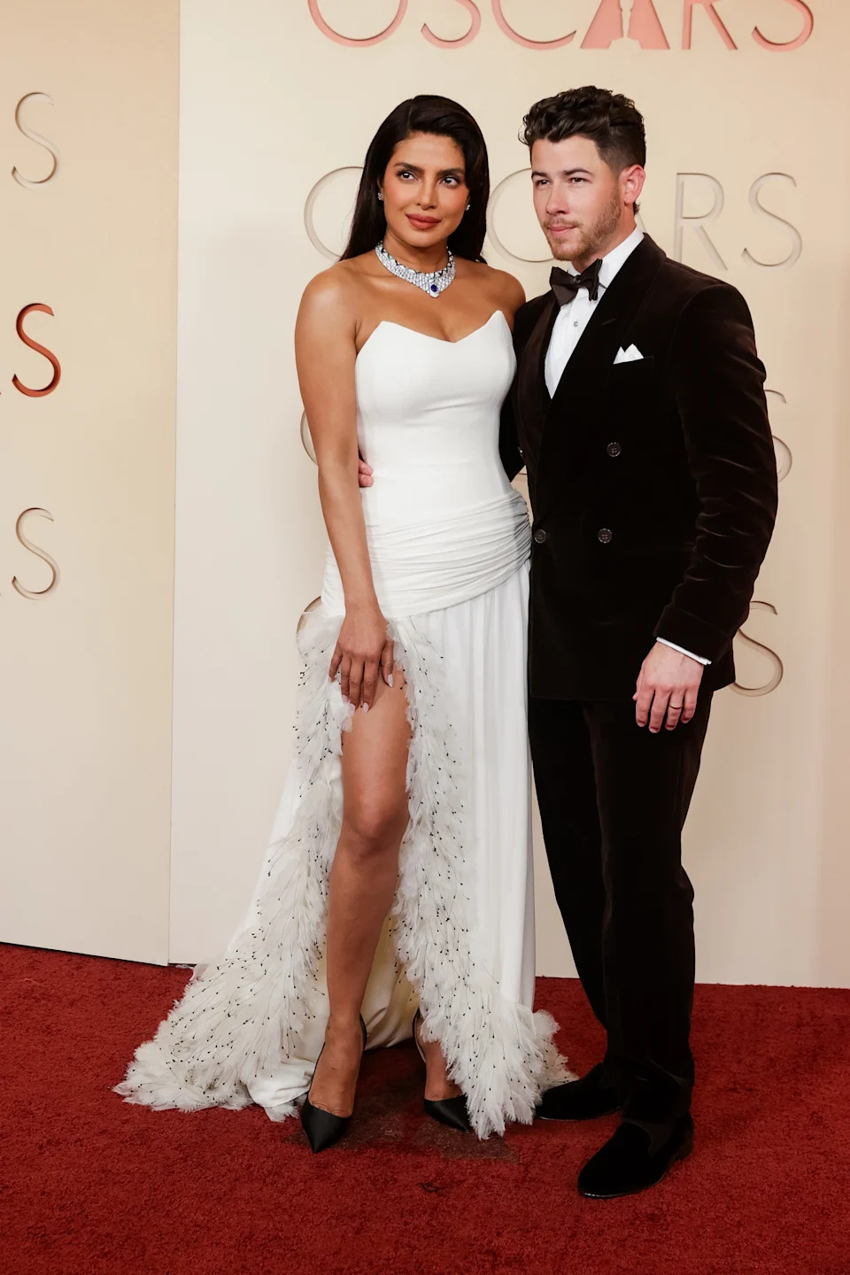 Priyanka Chopra Jonas and Nick Jonas at the 98th Annual Oscars held at Dolby Theatre on March 15, 2026 in Hollywood, California. (Photo by Lexie Moreland/WWD via Getty Images)