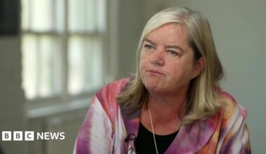 Louise Casey, Baroness Casey of Blackstock, speaking with BBC News. She is looking slightly to her right and is wearing a pink and white marbled jacket.