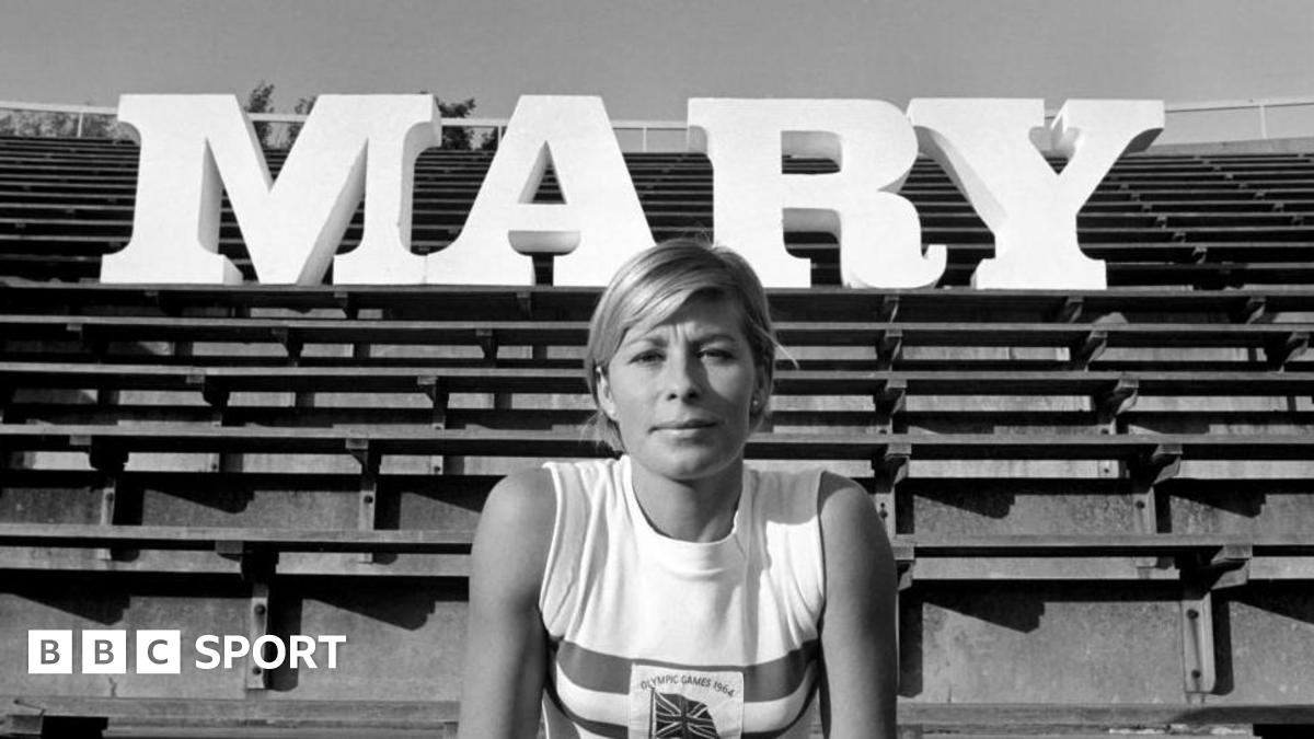 Mary Rand in action in the long jump at the 1964 Olympics
