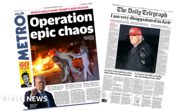 The headline on the front page of the Metro reads: “Operation epic chaos”.