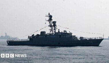 Iranian military ship the Iris Dena is pictured in the Bay of Bengal.