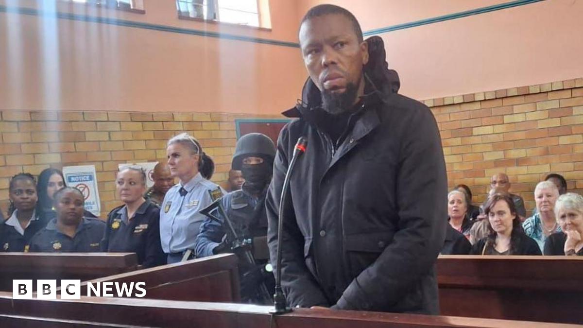 Matipandile Sotheni is seen wearing black as he stands in court during his first appearance on a murder charge
