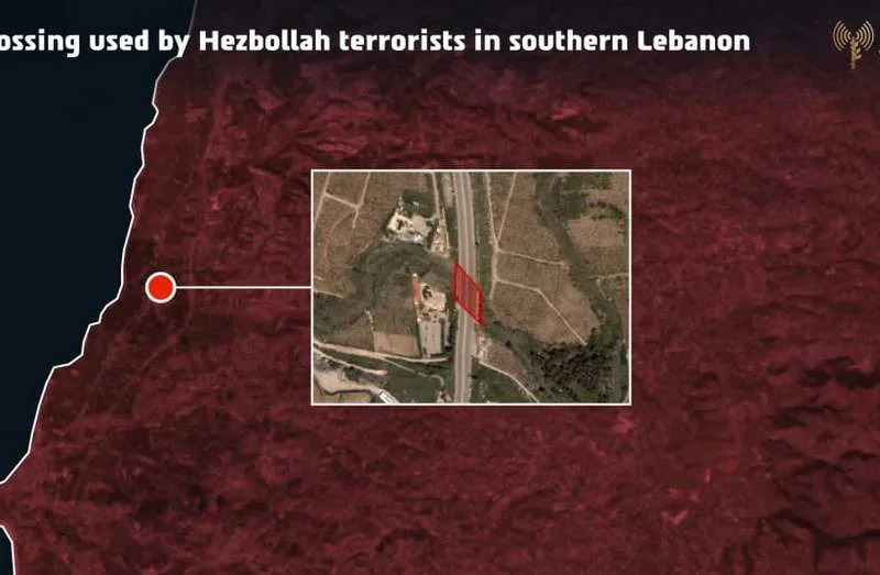 An IDF infographic detailing the strike on a crossing over the Litani River, March 22, 2026. (credit: IDF SPOKESPERSON'S UNIT)