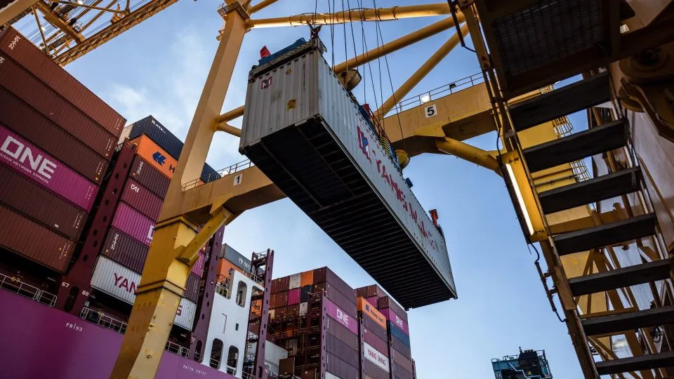 A container ship is unloaded at the Muelle Sur terminal, operated by APM Terminals, at the Port of Barcelona in Barcelona, Spain, on January 13, 2025. - Angel Garcia/Bloomberg/Getty Images