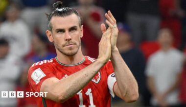 Gareth Bale applauds fans at the end of a Wales game