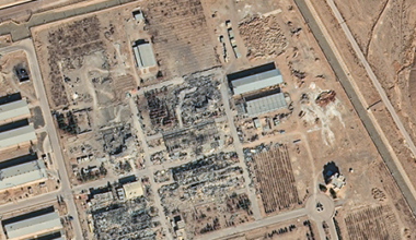 Satellite imagery shows visible damage and disrupted facility infrastructure at the Isfahan nuclear complex following reported June 2025 airstrikes. Satellite image (c) 2026 Vantor via Getty Images.