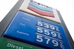 Gas prices starting at $5.39 per gallon are displayed at a Chevron station in downtown Portland, Ore., on March 16, 2026.