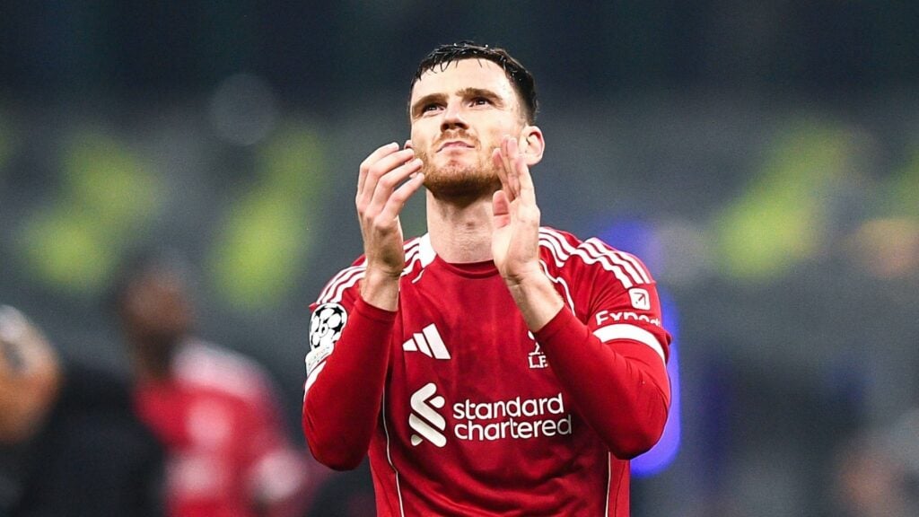 Andy Robertson applauding at Liverpool