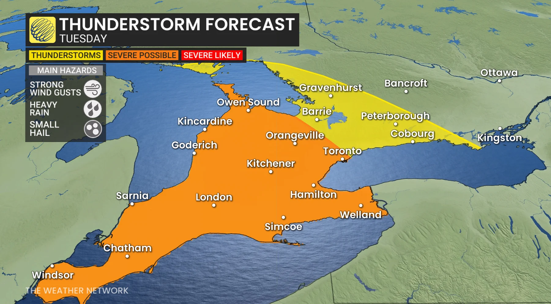Baron - Ontario thunderstorm risk Tuesday - Mar 31