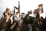 Thousands of demonstrators holding Iranian flags and portraits of Khamenei gather at Sebeen Square, under the control of Iran-backed Houthis, to protest the killing of Iranâs Supreme Leader Ayatollah Ali Khamenei in US and Israeli airstrikes in Sanaa, Yemen on March 01, 2026.