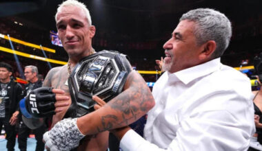 Charles Oliveira celebrates UFC 326 win