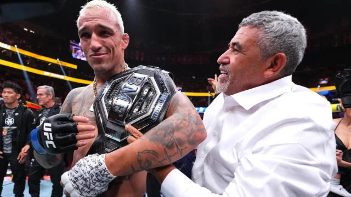 Charles Oliveira celebrates UFC 326 win