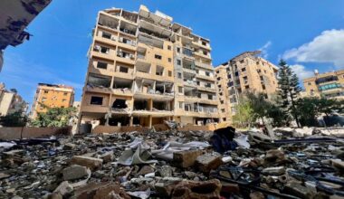 Debris and damaged buildings in the aftermath of overnight Israeli strikes, amid an escalation between Hezbollah and Israel, amid the U.S.-Israeli conflict with Iran, in Beirut's southern suburbs, Lebanon, March 24, 2026. Picture taken with a mobile phone. (Reuters/Stringer)