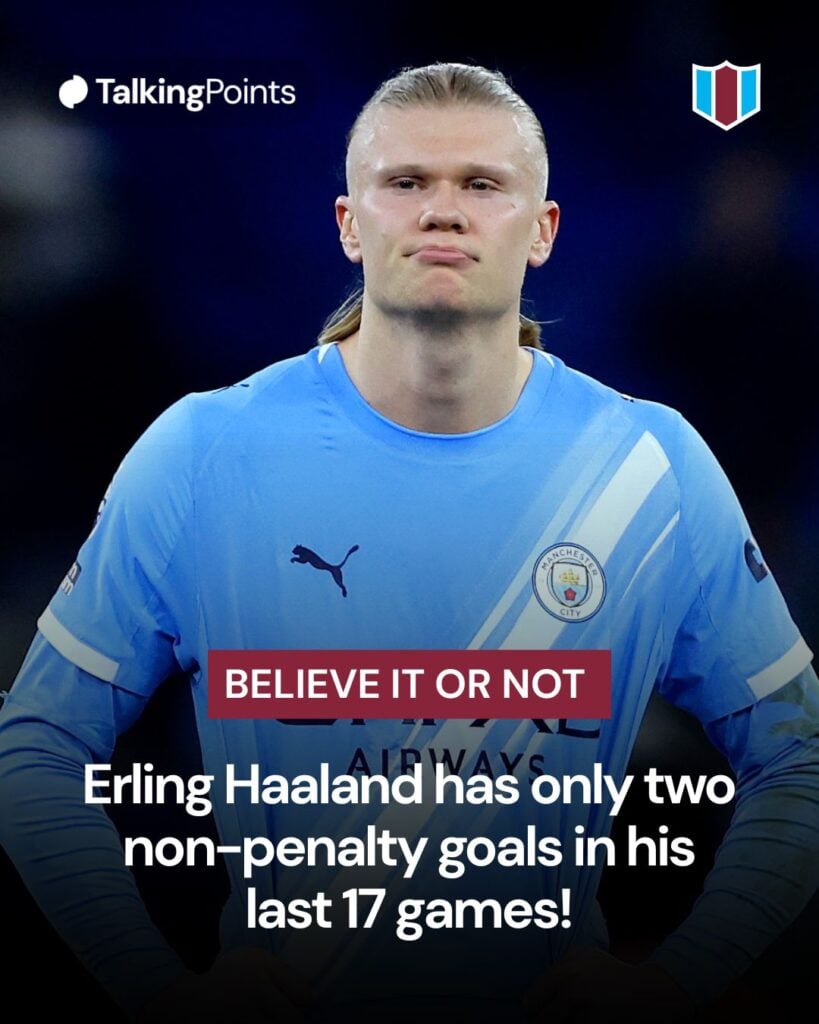Erling Haaland of Manchester City looks dejected after the Premier League match between Manchester City and Nottingham Forest at Etihad Stadium on March 4, 2026 in Manchester, England.
