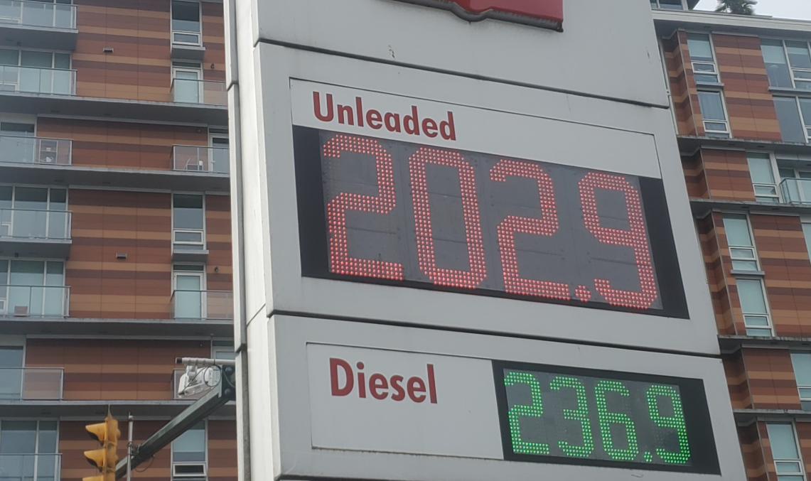price per litre jumps past $2 across Lower Mainland