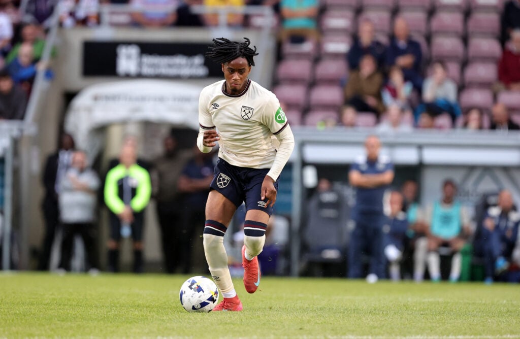 Josh Ajala playing for West Ham U21s against Northampton.