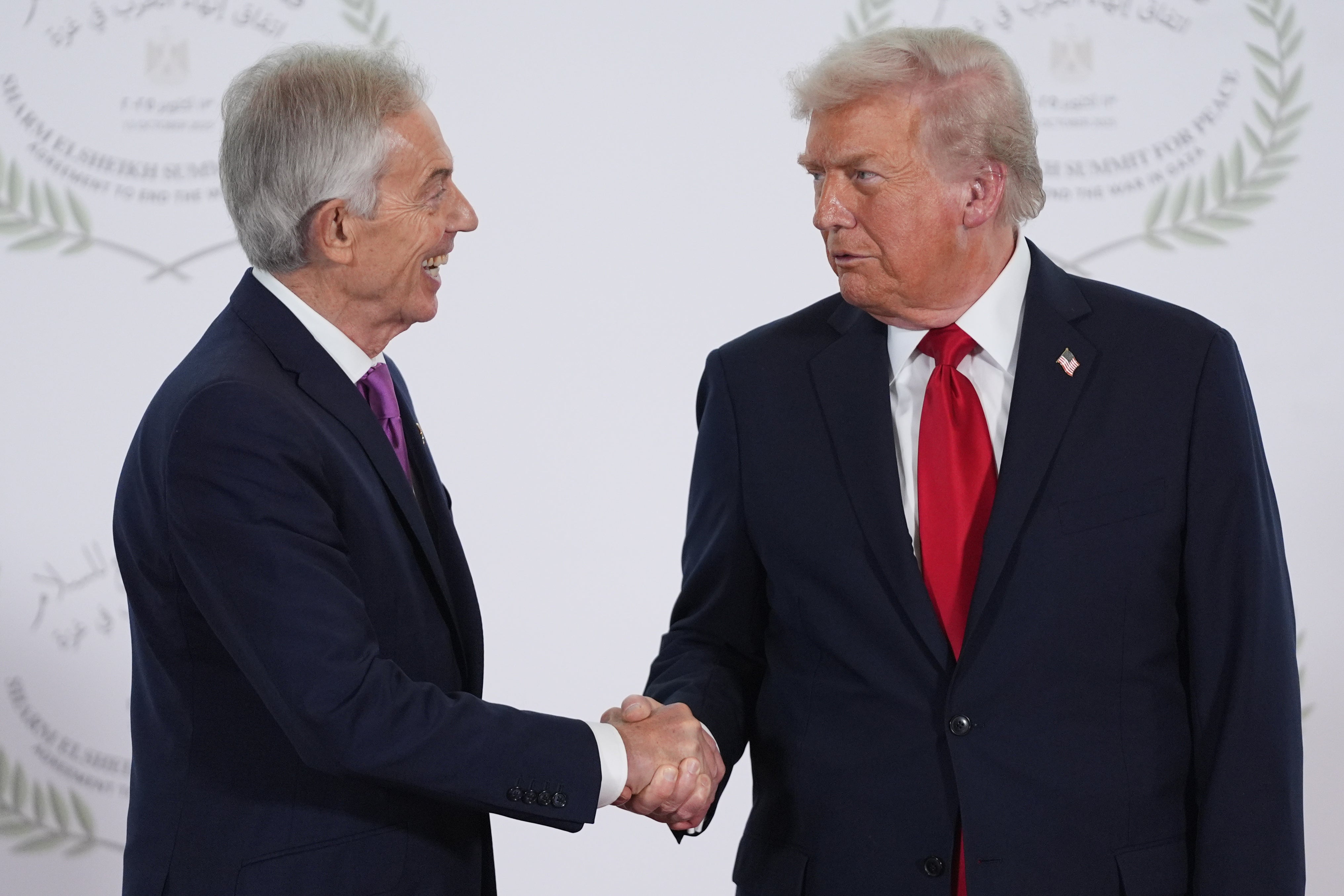 Trump and Blair during a summit of Middle Eastern and European leaders last year