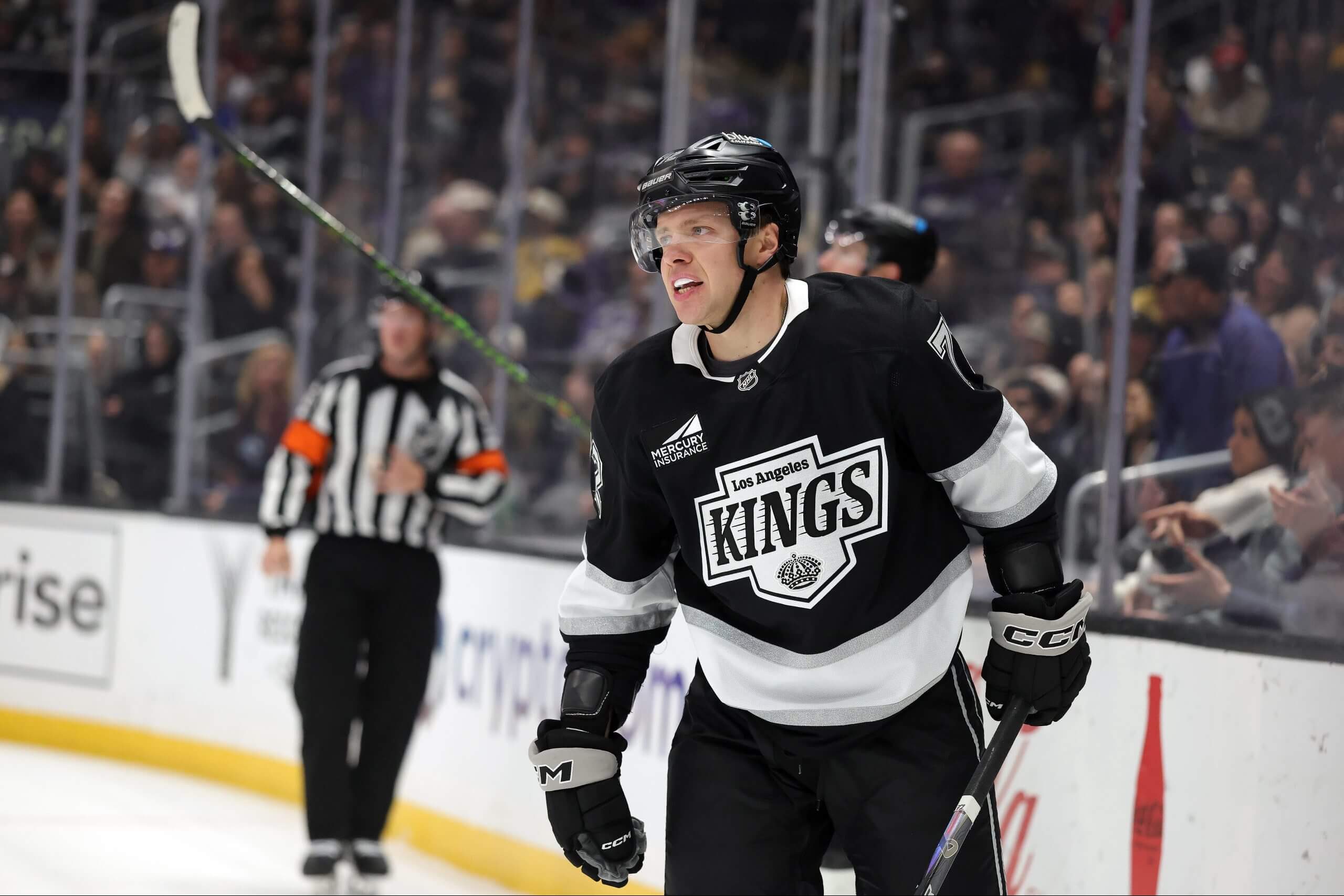 Artemi Panarin breathes heavily during a Kings game.