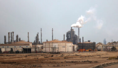 A view of Qatar Energy’s operating facilities in Mesaieed Industrial City on Wednesday. Qatar Energy announced a complete shutdown of liquefied natural gas production this week, following Iranian attacks. Credit: Getty Images