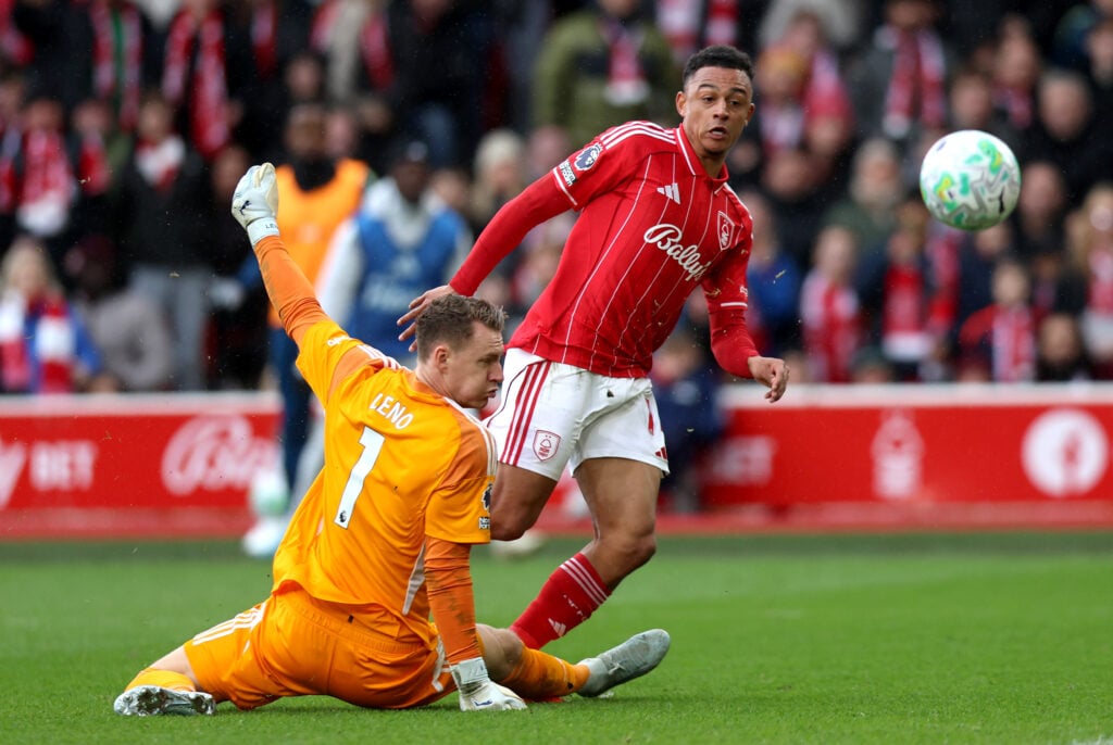 Nottingham Forest star Dan Ndoye in action vs Fulham