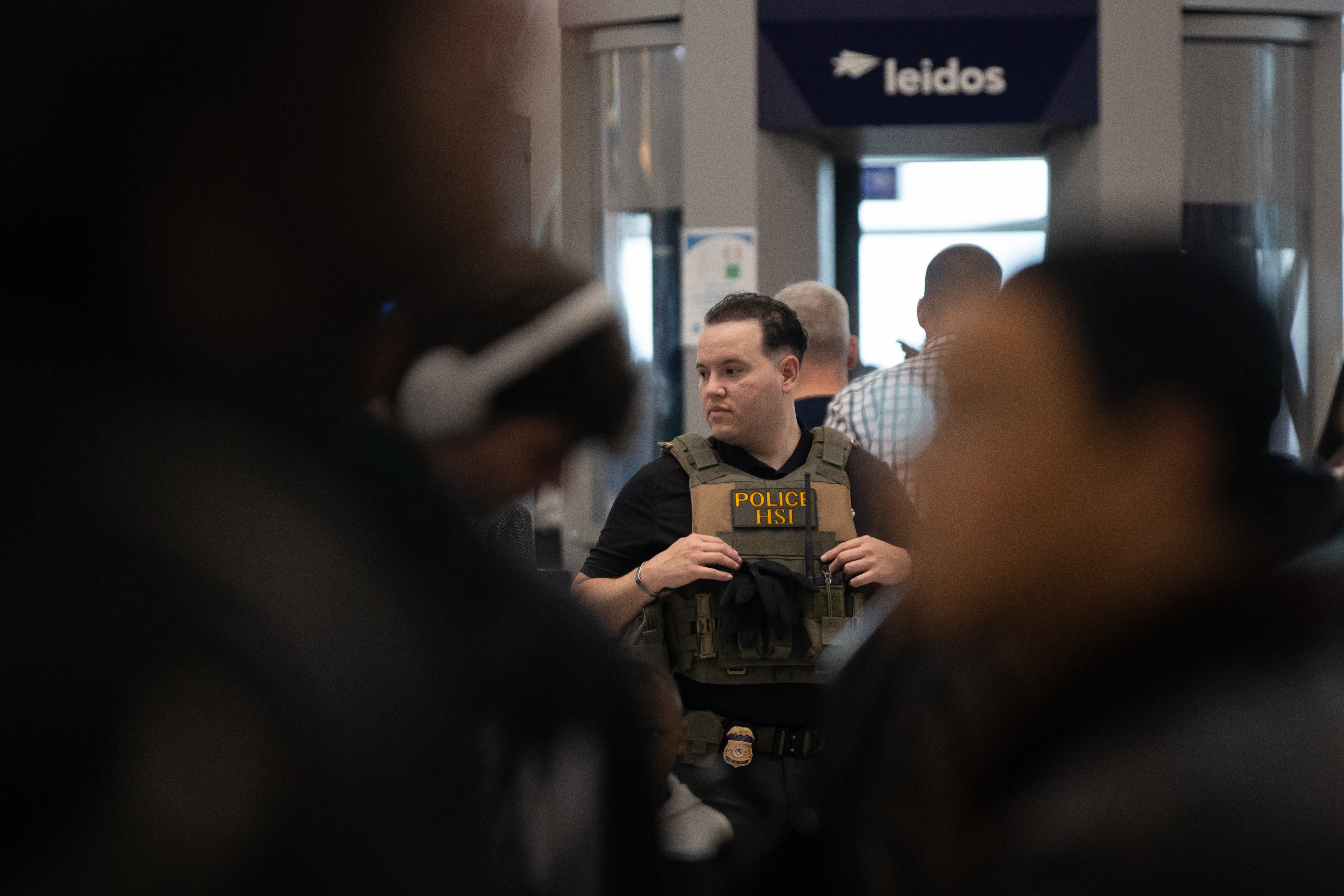 NEW YORK, UNITED STATES - MARCH 23: Federal agents are seen at the JFK airport as ICE agents have begun deploying at some U.S. airports amid the partial government shutdown in New York City, United States, on Monday, March 23, 2026. (Photo by Mostafa Bassim/Anadolu via Getty Images)