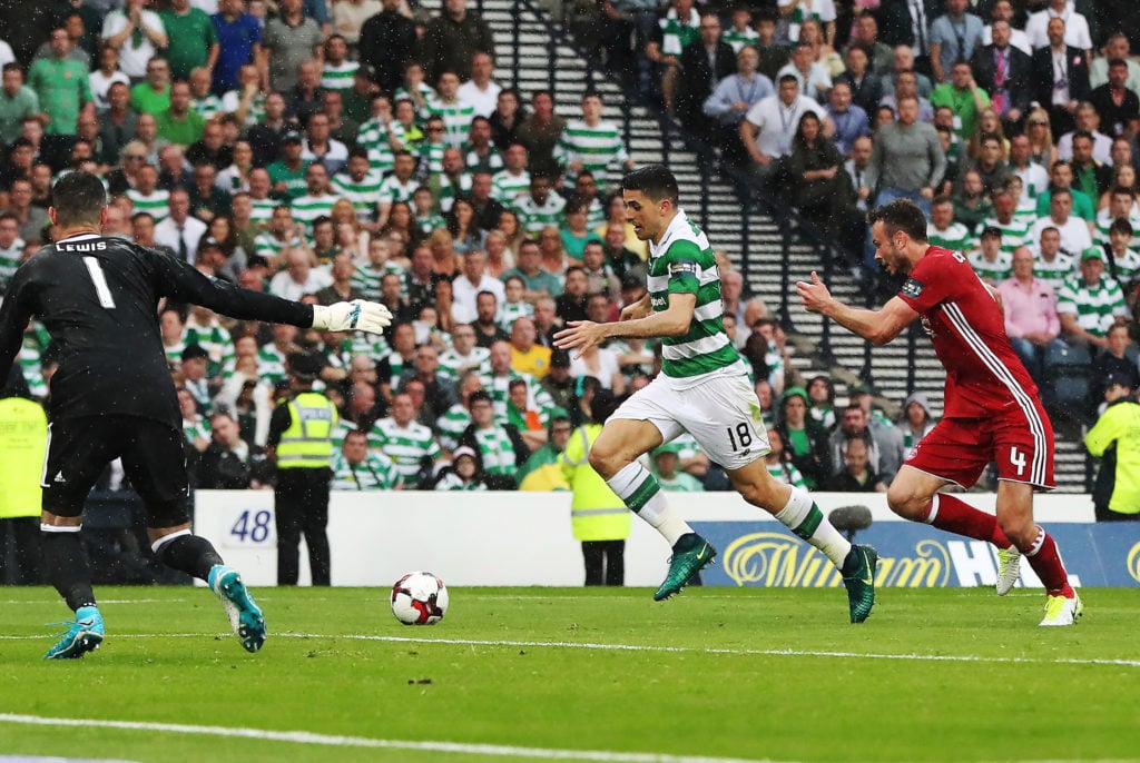 Tom Rogic runs through on goal during the 2017 Scottish Cup final between Celtic and Aberdeen