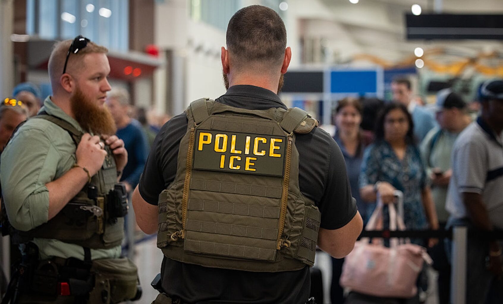 An ICE agent at Atlanta's  Hartsfield-Jackson International Airport (Nathan Posner/Anadolu via Getty Images)