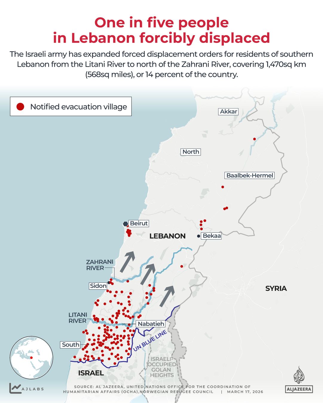 INTERACTIVE - LEBANON DISPLACEMNT - MARCH 9, 2026-1773743207