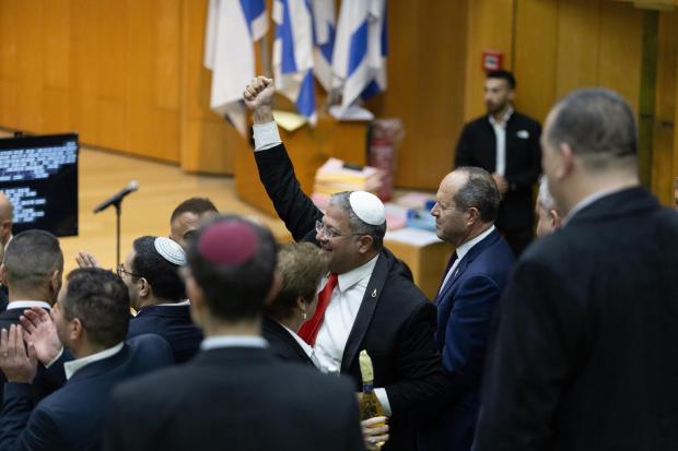 Israel's Minister of National Security Itamar Ben-Gvir and lawmakers celebrate the law's passage.
