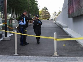 Police investigating a shooting.