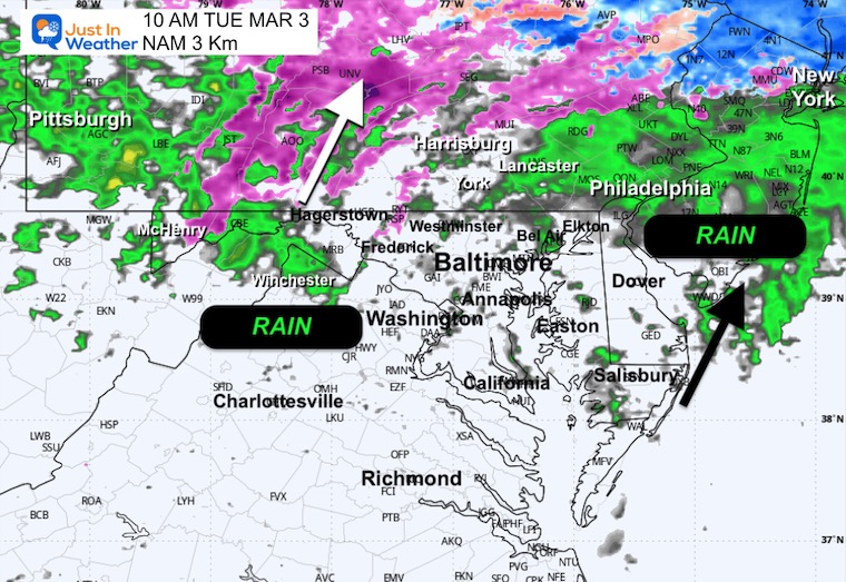 March 2 weather freezing rain radar Tuesday 10 AM