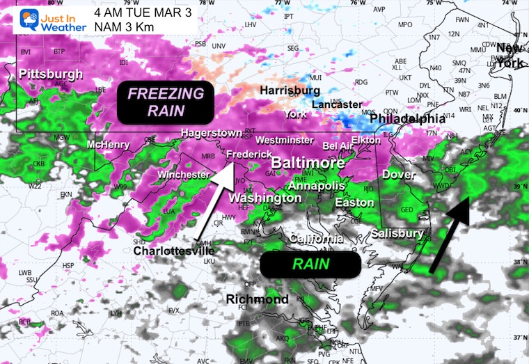 March 2 weather freezing rain radar Tuesday 4 AM