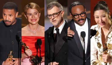 From left: Michael B. Jordan, Jessie Buckley, Paul Thomas Anderson, Ryan Coogler and EJAE