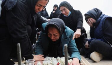 Mourners react as they attend a funeral ceremony for victims of Israeli and U.S. strikes, amid the U.S.-Israeli conflict with Iran, in Tehran, Iran, March 9, 2026. (Majid Asgaripour/WANA (West Asia News Agency) via Reuters)