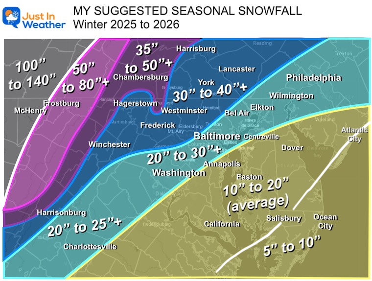 Winter 2025 to 2026 My Call for Suggested Snowfall