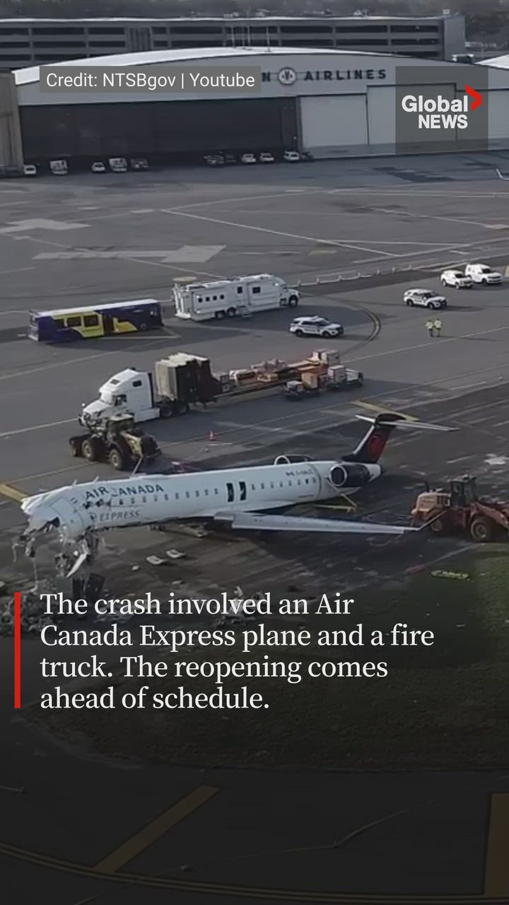 Click to play video: 'LaGuardia Airport runway reopens after fatal Air Canada collision'