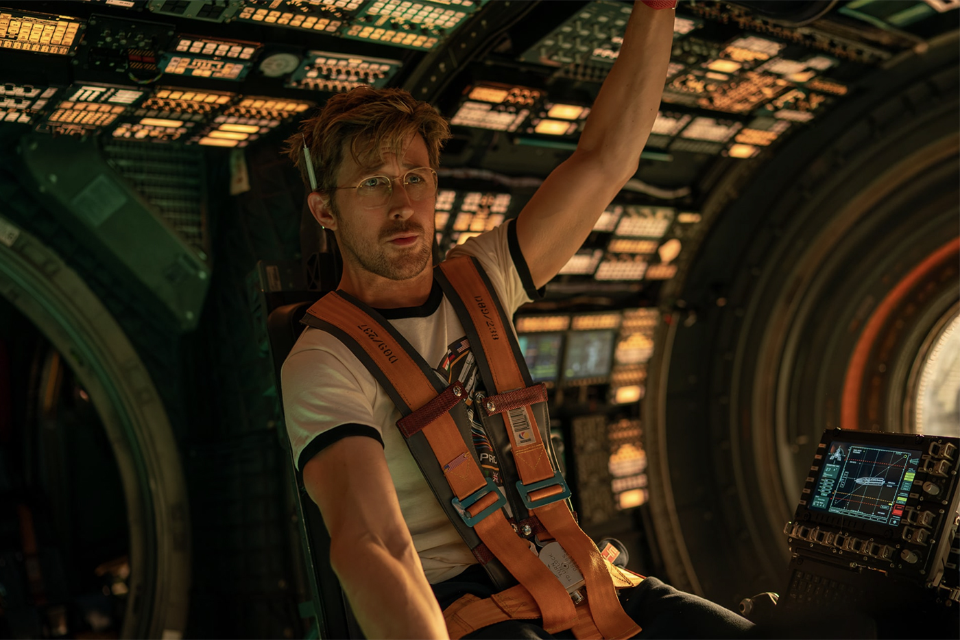 Ryan Gosling sits in a space shuttle in the film "Project Hail Mary."