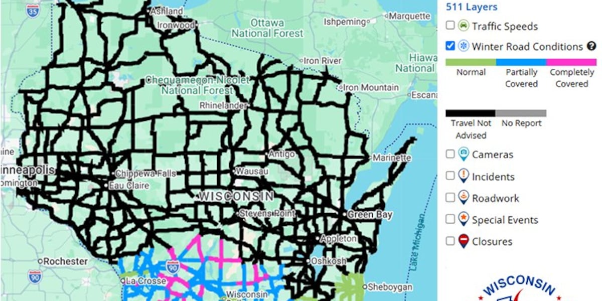 Wisconsin Department of Transportation urging people to stay off roads