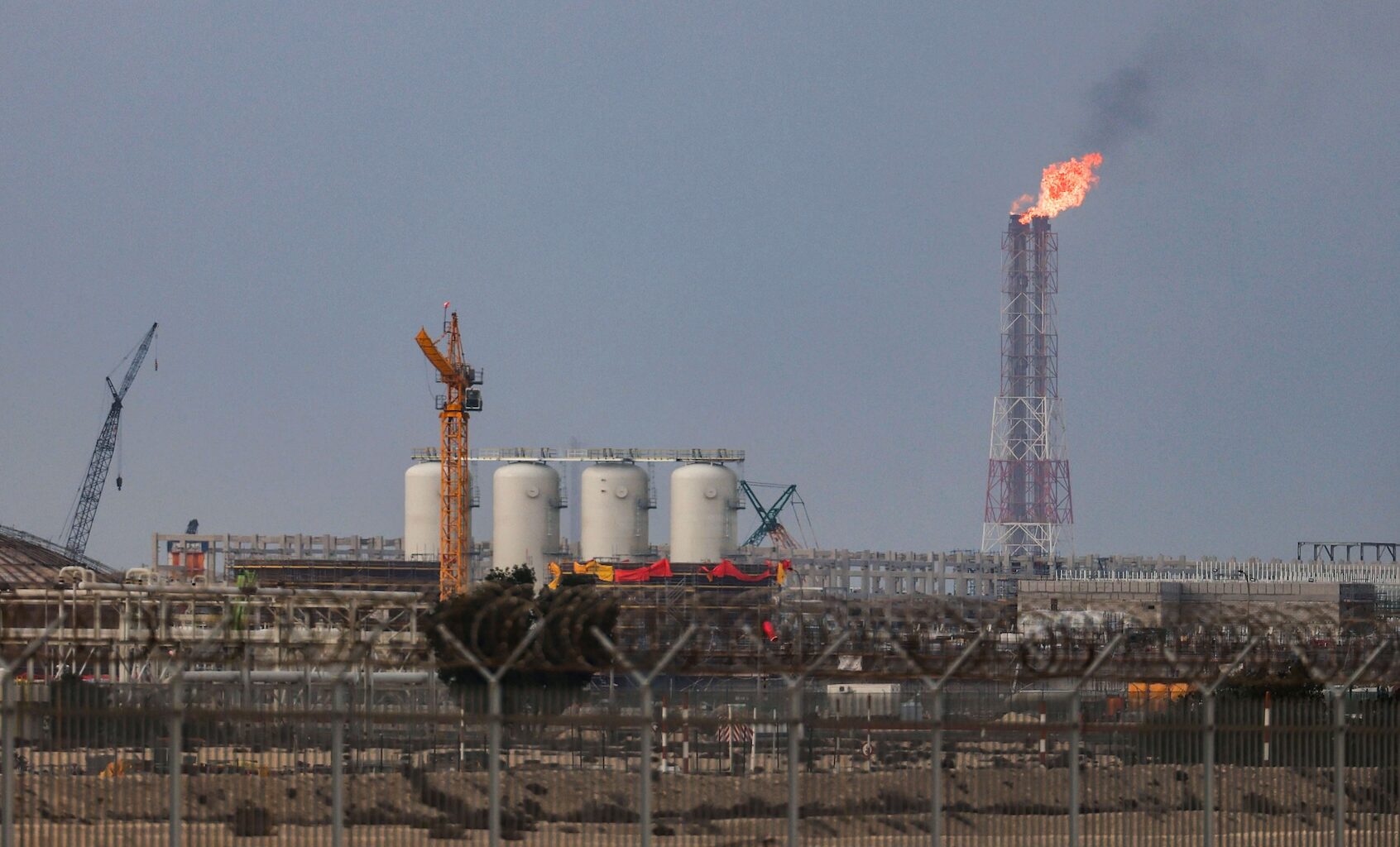 The liquefied natural gas production facility in Qatar's Ras Laffan Industrial City. (Stringer/picture alliance via Getty Images)
