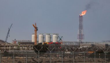 The liquefied natural gas production facility in Qatar's Ras Laffan Industrial City. (Stringer/picture alliance via Getty Images)