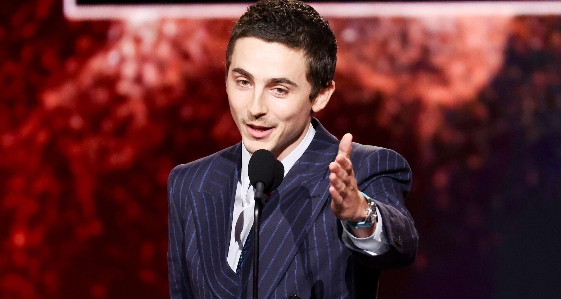 Timoth&eacute;e Chalamet at the 31st Annual Critics Choice Awards held at the Barker Hangar on January 04, 2026 in Santa Monica, California. (Photo by JC Olivera/Variety via Getty Images)