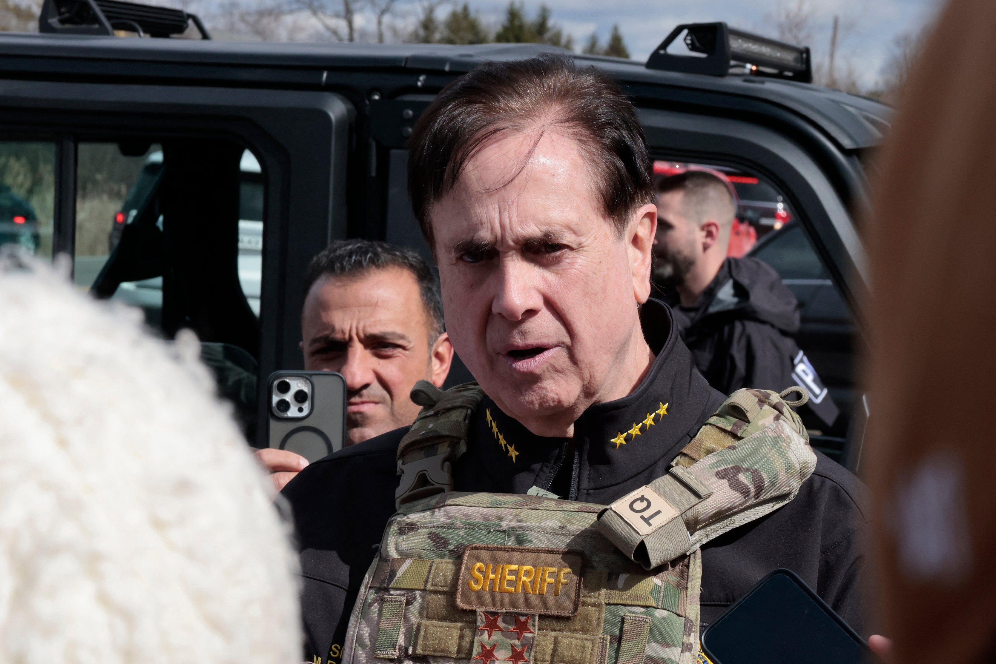 Oakland County Sheriff Mike Bouchard takes questions from the press after Thursday’s attack