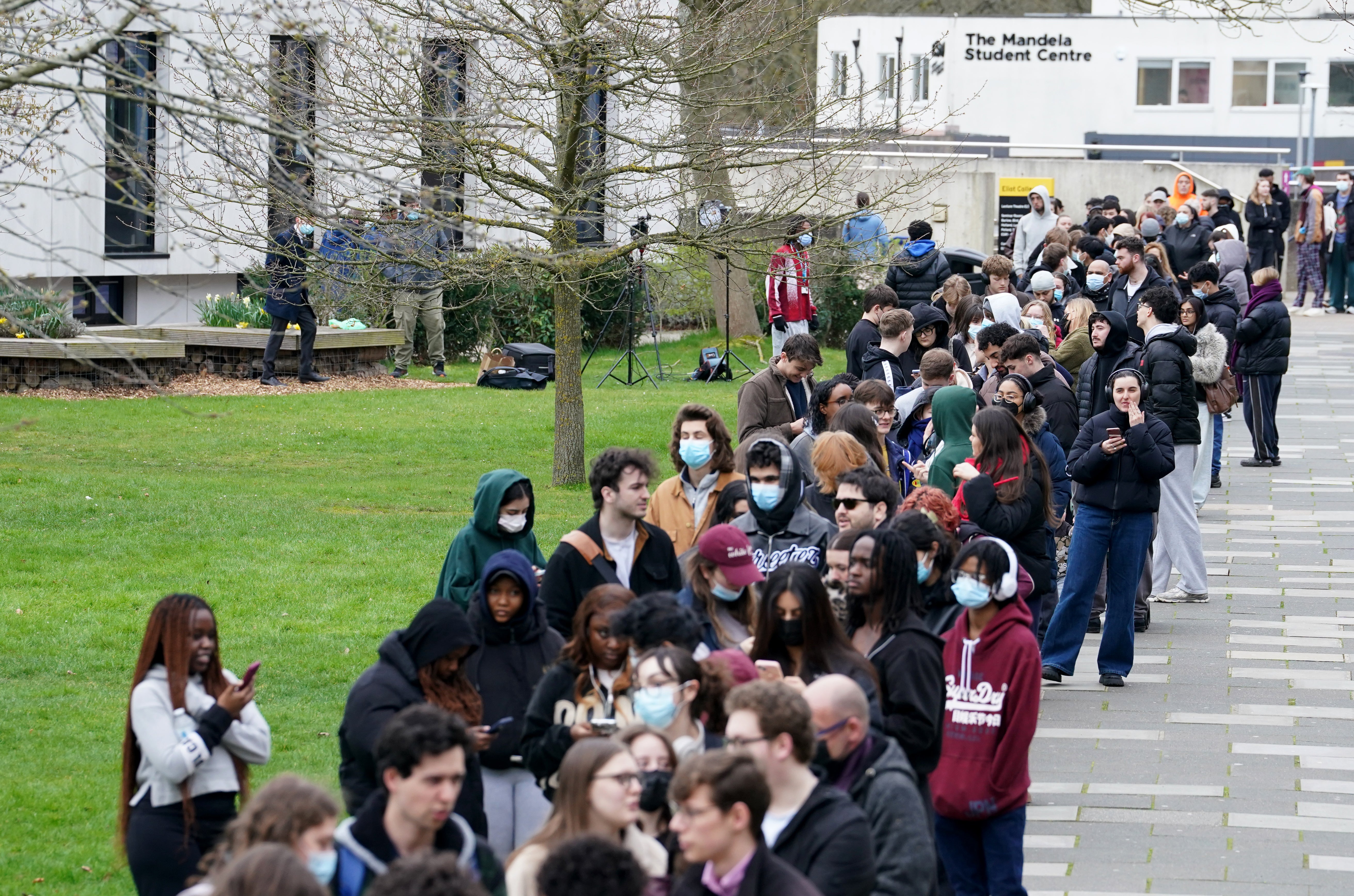 Students queuing for antibiotics