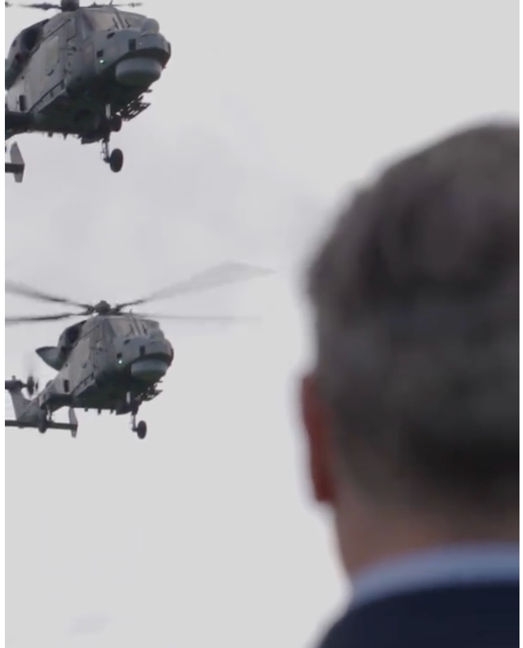 The prime minister posted a video showing British Wildcat helicopters and military jets in action, accompanied by the song ‘Money for Nothing’ by Dire Straits