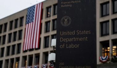 FILE PHOTO: U.S. Department of Labor headquarters, in Washington